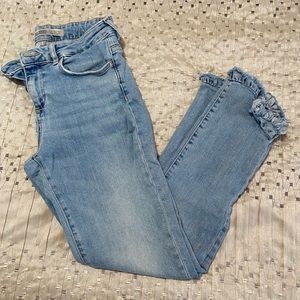 ZARA Light Wash Skinny Jean with Ruched Ankle